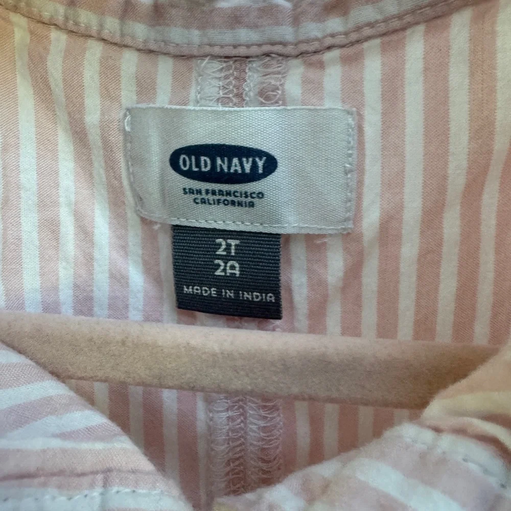 Old Navy 2T Pink & White Girls Striped Long sleeve Blouse Top